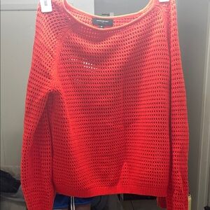 Banana Republic Red Open Weave Crewneck Sweater Womans Sz Medium
